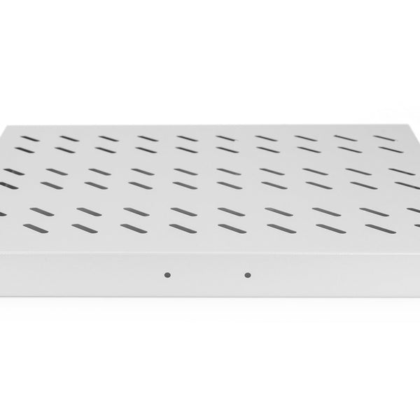 1U uitschuifbaar legbord voor 600 mm diepe rekken 40x485x368 mm, tot 25 kg, lichtgrijs (RAL 7035)