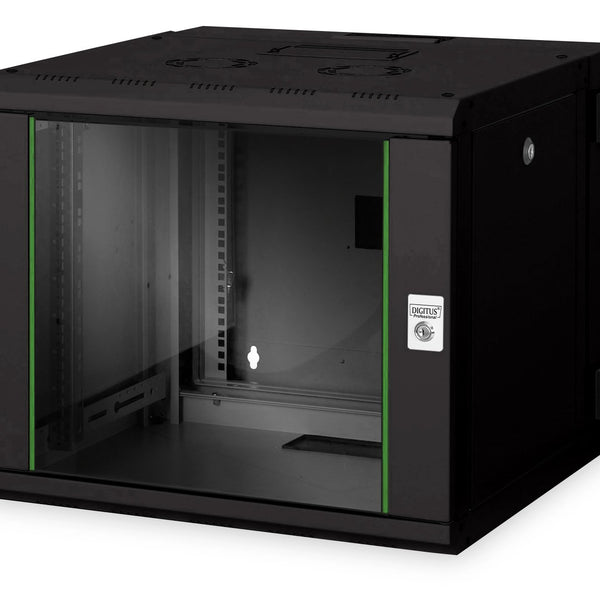 9U wandkast, Unique, 600x600x509 mm dubbel sectie, zwenkbaar, zwart (RAL 9005)
