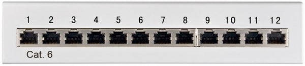 CAT 6 Mini/Desktop Patch Panel 12 Poorts grijs