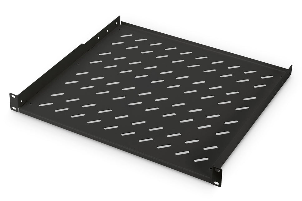 19 Inch 1U legbord voor rekken vanaf 600 mm diepte 44x482x400 mm, tot 15 kg, zwart (RAL 9005)