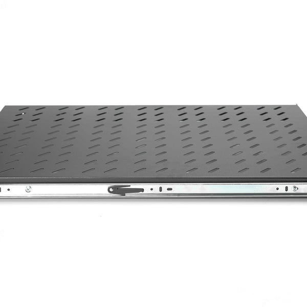 1U uitschuifbaar legbord voor kasten vanaf 1000mm diepte max. 65 kg zwart