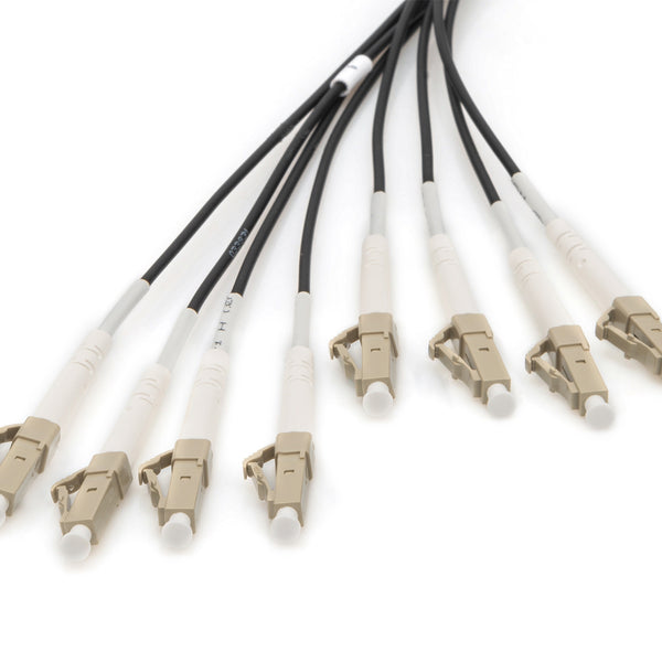 Pre-assembled Fiberglass 50 M Universal Breakout Cable, Multi Mode OM4, 8 Fibers, LC/UPC - LC/UPC