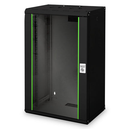 20U wall mounting cabinet, Unique 600x450x998 mm, color black (RAL 9005)