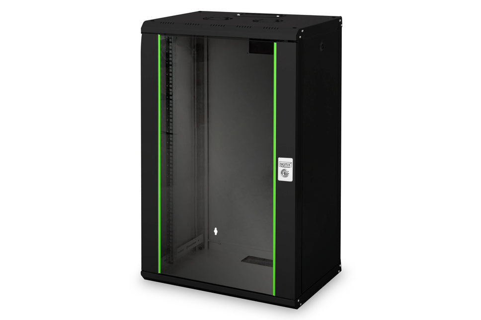 20U wall mounting cabinet, Unique 600x450x998 mm, color black (RAL 9005)