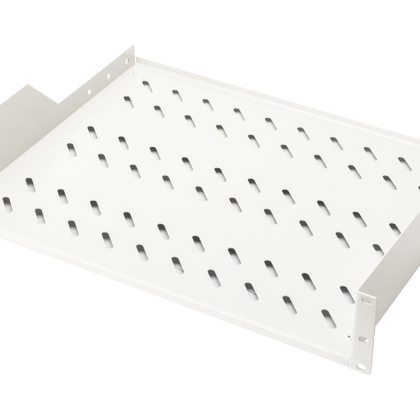 19 Inch 2U legbord voor rekken vanaf 450 mm diepte 88,5x483x352 mm, tot 25 kg, lichtgrijs (RAL 7035)