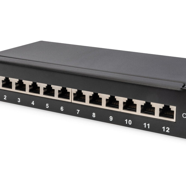 Cat6a 12 Port Patch Panel RAL 10" rack 9005