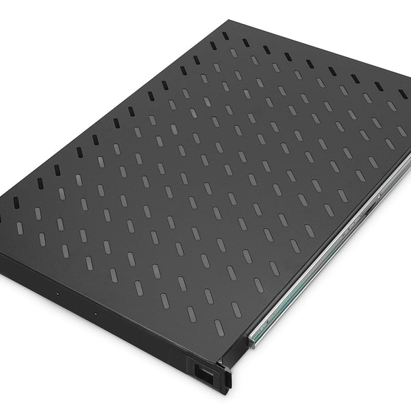 1U uitschuifbaar legbord voor kasten vanaf 1000mm diepte max. 65 kg zwart