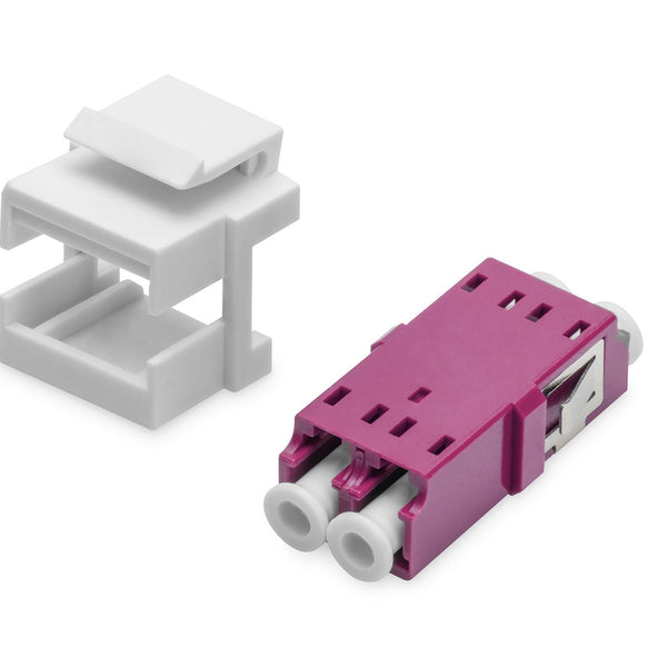 Fiber Optic LC/LC Duplex Coupler, Multimode-OM4, Keystone Module